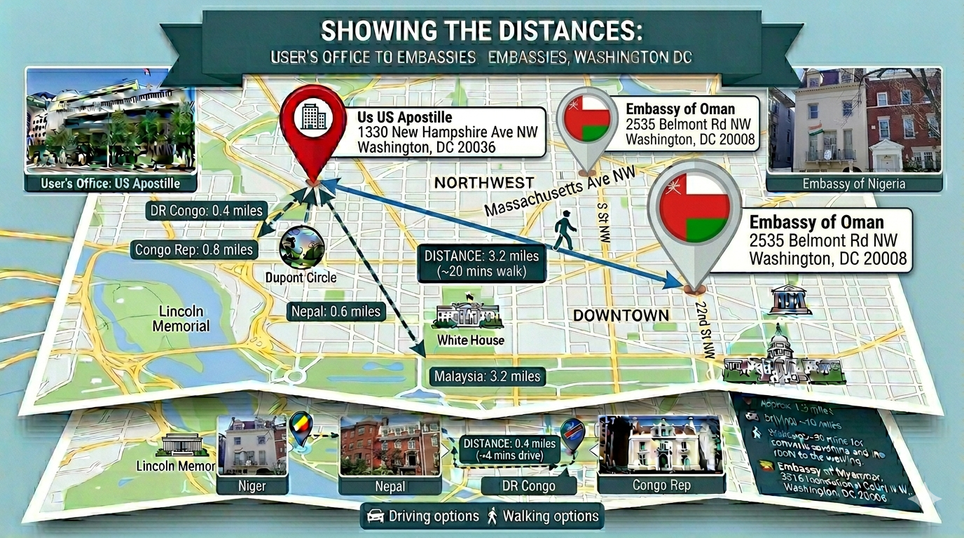 Map of Oman Apostille & Embassy Legalization Services